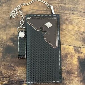 Western Bifold Black Leather Wallet NWOT